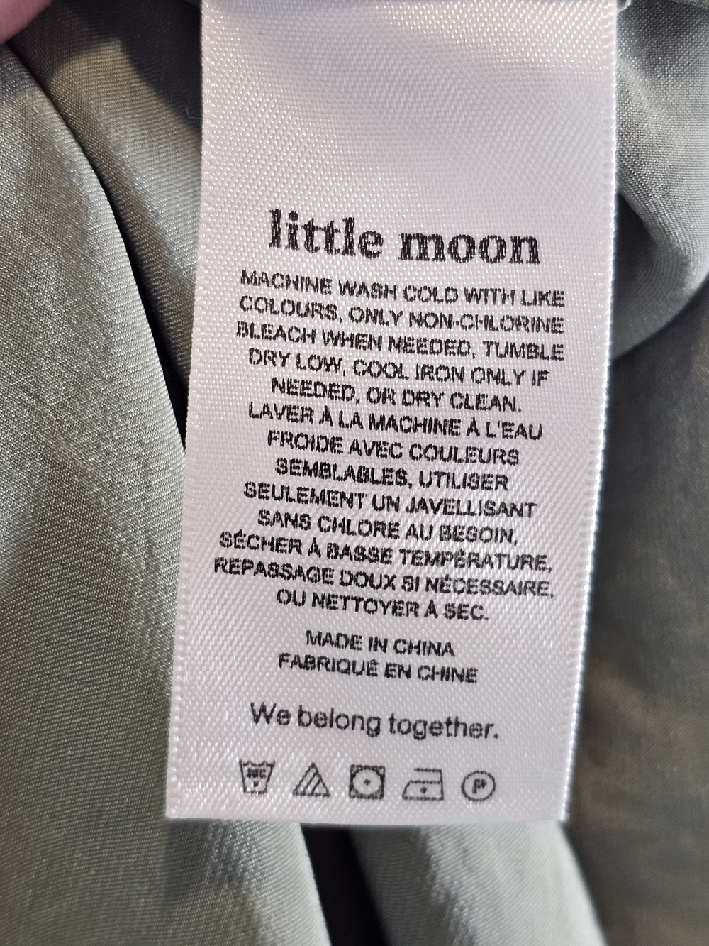 Little Moon Aritzia Olive Satin Wrap Midi Dress with Puff Sleeves Sz M - Picture 9 of 10